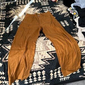 Women’s Relaxed Fit Rust Brown Wide-Leg Pants
